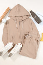 Load image into Gallery viewer, Drawstring Zip Up Hoodie and Pants Active Set