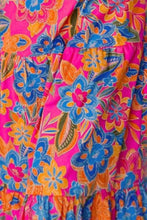 Load image into Gallery viewer, Printed V-Neck Cap Sleeve Pocketed Midi Dress