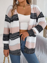 Load image into Gallery viewer, Openwork Striped Open Front Cardigan