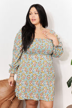 Load image into Gallery viewer, Double Take Floral Smocked Flounce Sleeve Square Neck Dress