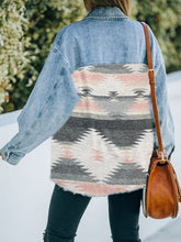 Load image into Gallery viewer, Collared Neck Dropped Shoulder Denim Jacket