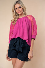 Load image into Gallery viewer, White Birch Round Neck Lace Half Sleeve Blouse