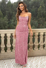Load image into Gallery viewer, Sequin Backless Split Maxi Dress
