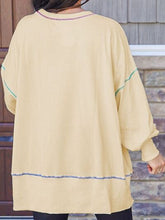 Load image into Gallery viewer, Slit Round Neck Lantern Sleeve Sweatshirt