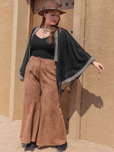 Load image into Gallery viewer, Plus Size Geometric Open Front Fringe Hem Cardigan