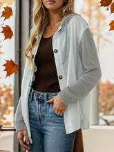 Load image into Gallery viewer, Contrast Button Up Drawstring Hooded Shirt