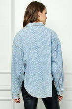Load image into Gallery viewer, Veveret Button Up Dropped Shoulder Denim Top