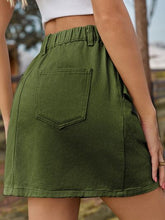 Load image into Gallery viewer, Pocketed Buttoned Mini Denim Skirt