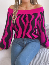 Load image into Gallery viewer, Off-Shoulder Animal Print Long Sleeve Sweater