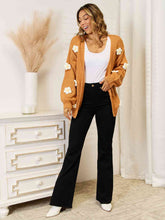 Load image into Gallery viewer, Flower Dropped Shoulder Open Front Cardigan
