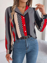 Load image into Gallery viewer, Polka Dot Contrast Long Sleeve Shirt
