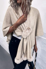 Load image into Gallery viewer, Surplice Neck Pom-Pom Trim Poncho