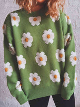 Load image into Gallery viewer, Flower Round Neck Long Sleeve Sweater