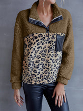 Load image into Gallery viewer, Leopard Quarter-Snap Teddy Sweatshirt