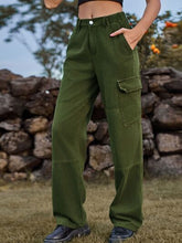Load image into Gallery viewer, High Waist Cargo Straight Jeans