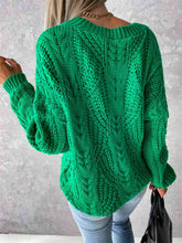 Load image into Gallery viewer, V-Neck Cable-Knit Long Sleeve Sweater