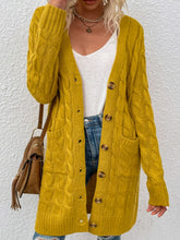 Load image into Gallery viewer, Cable-Knit Button Down Cardigan with Pockets