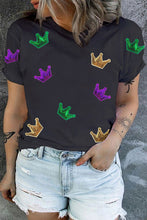 Load image into Gallery viewer, Plus Size Sequin Crown Print Round Neck T-Shirt