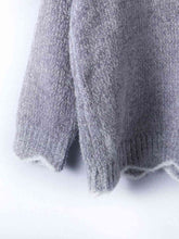 Load image into Gallery viewer, Notched Dropped Shoulder Long Sleeve Sweater
