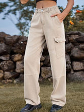 Load image into Gallery viewer, High Waist Cargo Straight Jeans