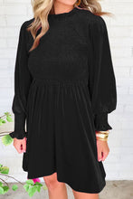 Load image into Gallery viewer, Smocked Round Neck Long Sleeve Dress