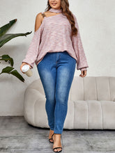 Load image into Gallery viewer, Plus Size Mock Neck Cutout Shoulder Blouse