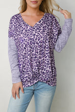 Load image into Gallery viewer, Leopard V-Neck Long Sleeve T-Shirt