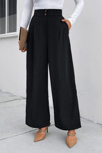 Load image into Gallery viewer, High Waist Ruched Pocketed Wide Leg Pants