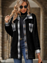 Load image into Gallery viewer, Plaid Contrast Dropped Shoulder Coat