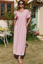 Load image into Gallery viewer, Slit Pocketed V-Neck Short Sleeve Dress