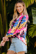 Load image into Gallery viewer, Printed Notched Long Sleeve Blouse