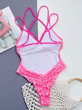 Load image into Gallery viewer, Leopard Plunge Spaghetti Strap One-Piece Swimwear