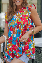Load image into Gallery viewer, Ruffled Printed Notched Tank