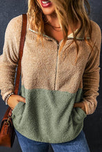 Load image into Gallery viewer, Contrast Half Zip Long Sleeve Sweatshirt