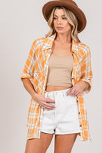 Load image into Gallery viewer, SAGE + FIG Plaid Button Up Side Slit Shirt