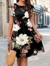 Load image into Gallery viewer, Printed Round Neck Tiered Dress