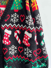 Load image into Gallery viewer, Printed Button Up V-Neck Long Sleeve Cardigan with Pockets