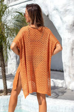 Load image into Gallery viewer, Openwork Slit Scoop Neck Cover Up