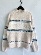 Load image into Gallery viewer, Geometric Mock Neck Dropped Shoulder Sweater