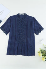 Load image into Gallery viewer, Lace Detail Button Up Short Sleeve Shirt