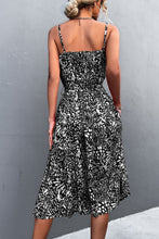 Load image into Gallery viewer, Printed Spaghetti Strap Decorative Button Belted Dress