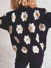 Load image into Gallery viewer, Flower Round Neck Long Sleeve Sweater