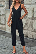 Load image into Gallery viewer, Spaghetti Strap Deep V Jumpsuit with Pockets