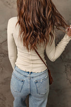 Load image into Gallery viewer, Waffle-Knit Half Snap Long Sleeve T-Shirt