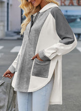 Load image into Gallery viewer, Color Block Quarter Snap Hoodie