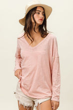 Load image into Gallery viewer, BiBi Exposed Seam V-Neck Long Sleeve T-Shirt