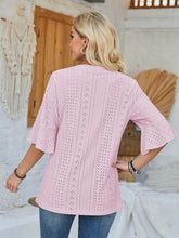 Load image into Gallery viewer, Eyelet Notched Half Sleeve T-Shirt