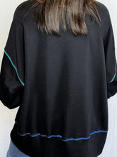 Load image into Gallery viewer, Slit Round Neck Lantern Sleeve Sweatshirt