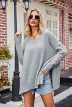Load image into Gallery viewer, V-Neck Slit Exposed Seam Sweater