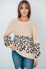 Load image into Gallery viewer, Round Neck Leopard Print Stitched Long-Sleeved Sweater